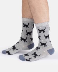 Mens Cats Bamboo Crew Socks