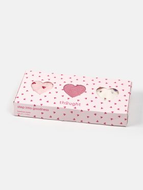 Womens Ditsy Heart Stripe Bamboo Box of 3 Socks
