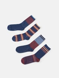 Mens Gentlemen’s Classic Patterns Organic Cotton Box of 4 Socks