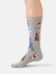 Mens Festive Dogs Organic Cotton Crew Socks