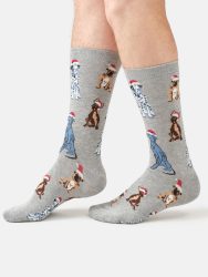 Mens Festive Dogs Organic Cotton Crew Socks
