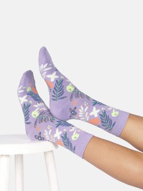 Womens Leaves Bamboo Crew Socks